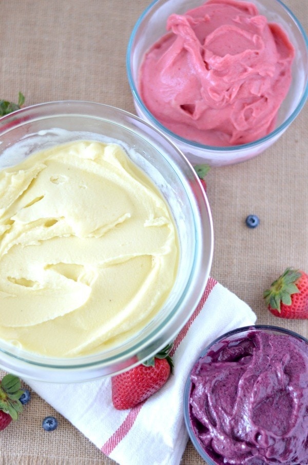 Dye Free Memorial Day - Strawberry, Pineapple, & Blueberry Ice Cream Vegan and Dairy Free