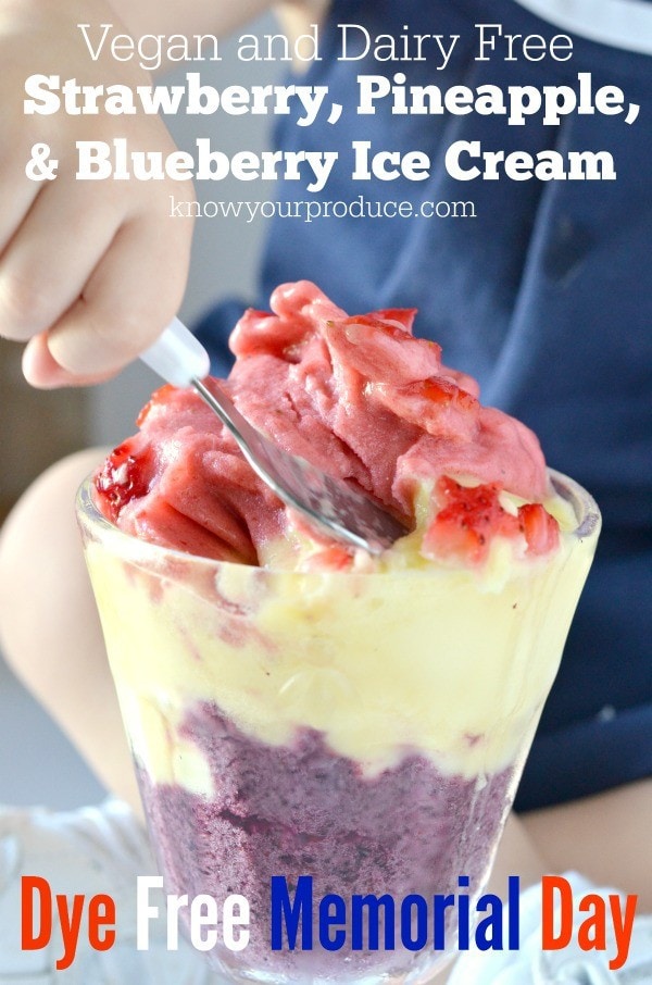 Dye Free Memorial Day - Strawberry, Pineapple, & Blueberry Ice Cream | Vegan and Dairy Free 