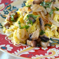 Scrambled Eggs with Mushrooms and Onions