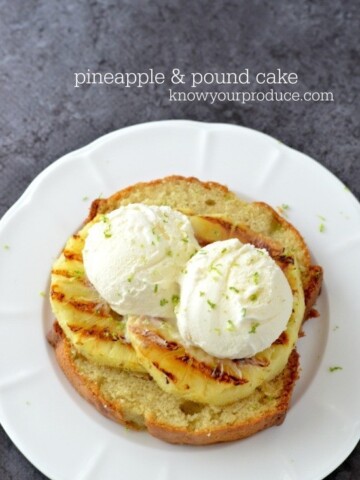 Grilled Pineapple with Pound Cake and Vanilla Ice cream