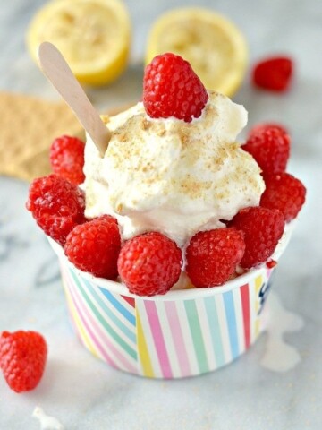 Raspberry Lemon Vanilla Ice Cream (No Cook, No Eggs!)