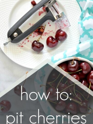 Learn how to pit cherries easily and how to contain the cherry mess that comes with pitting cherries. Great way to enjoy or preserve cherries is without the pit!