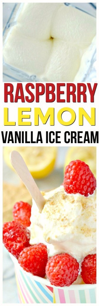 Raspberry Lemon Ice Cream Recipe blender ice cream healthy treat that is a no cook ice cream recipe. Perfect dessert for the whole family. No Cook No Eggs