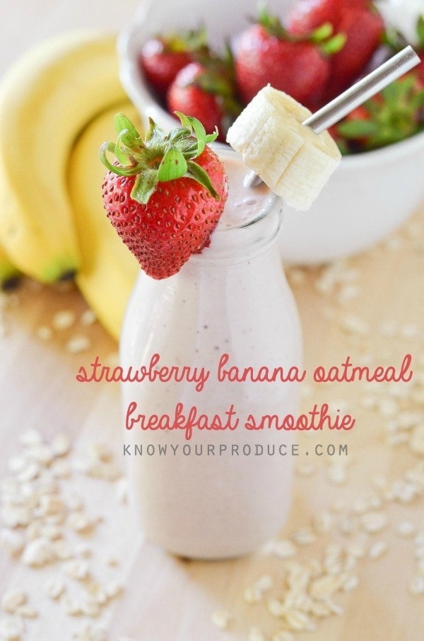 Strawberry Banana Oatmeal Breakfast Smoothie Recipe