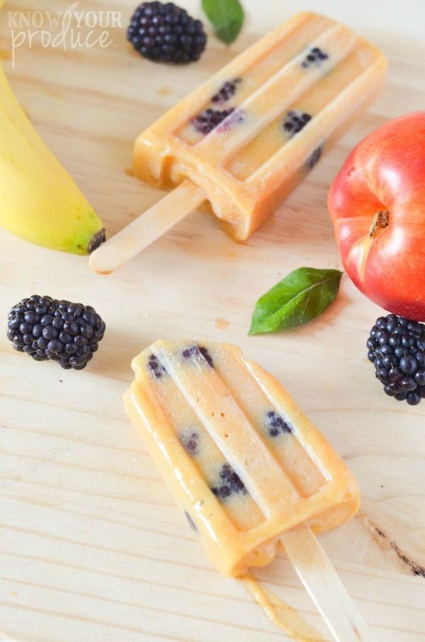 Nectarine Banana Blackberry Ice Pops