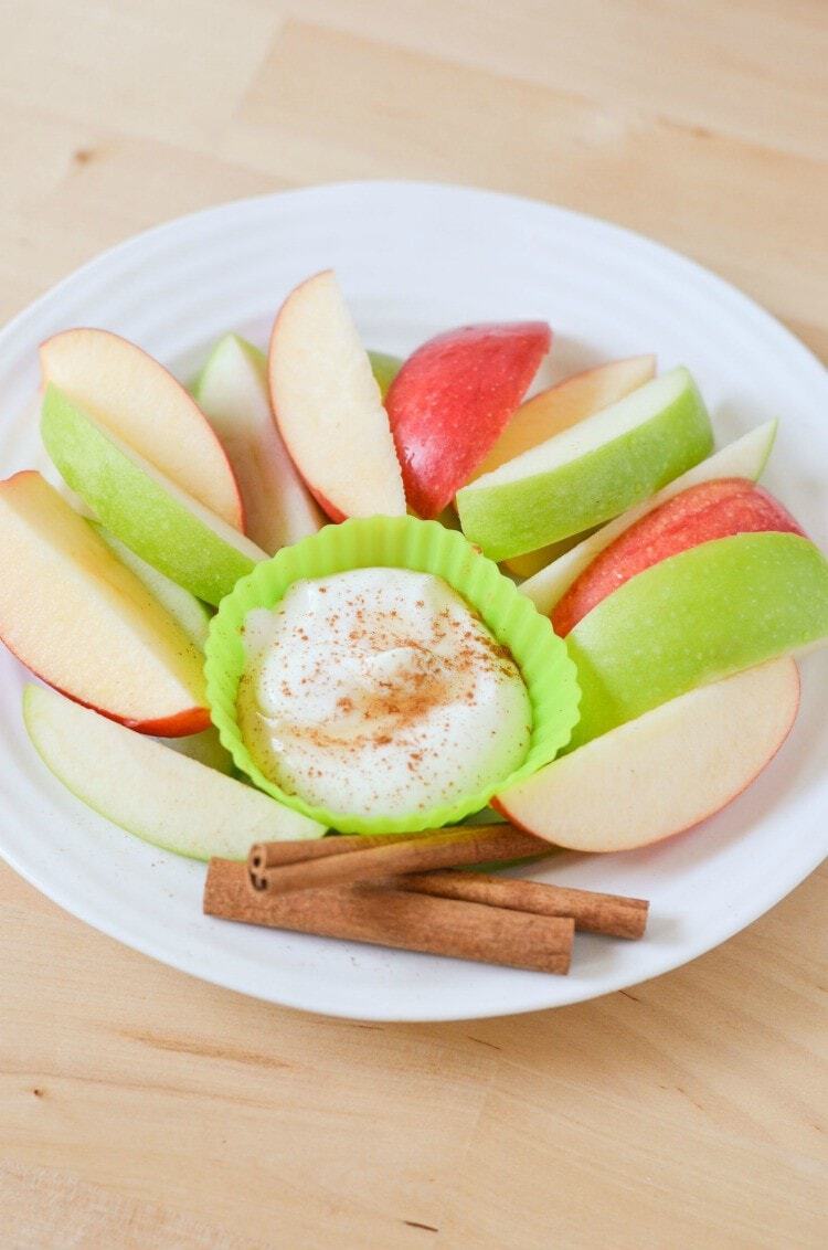 Yogurt Dip for Apples! simple yogurt dip for fruit, easy healthy snack. Serve this refreshing treat with fall favorites like apples pears.