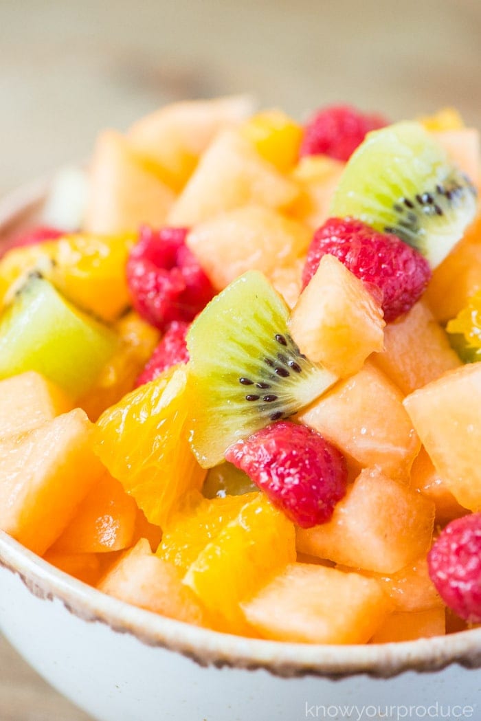 cantaloupe fruit salad in a bowl