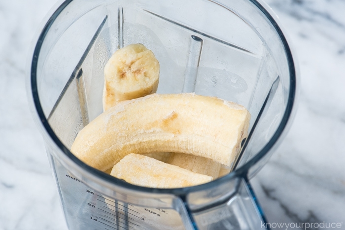 frozen bananas in the vitamix for vegan banana ice cream