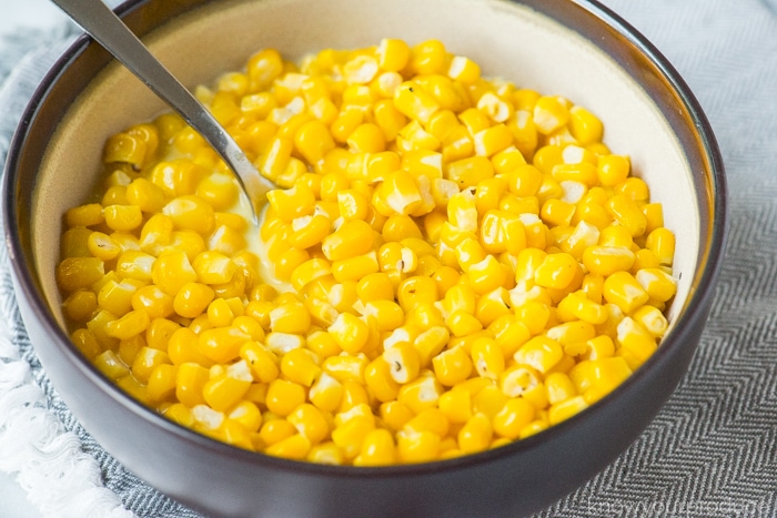 buttered corn in a bowl