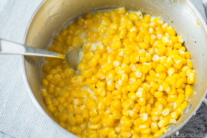 butter corn in a sauce pan