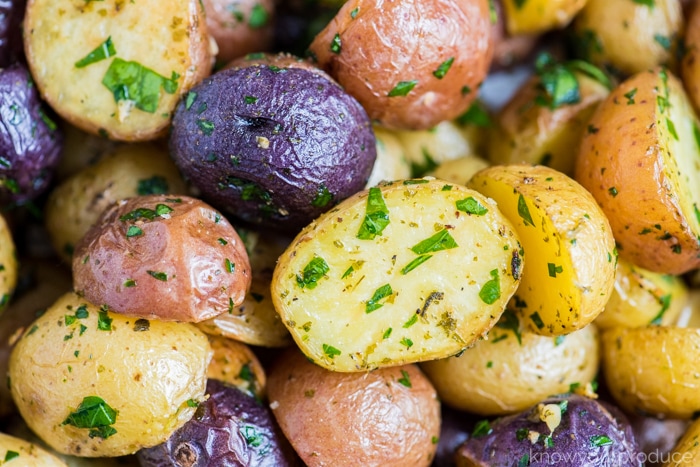 oven roasted potatoes on a sheet pan