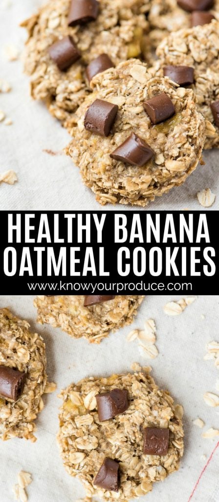 healthy banana oatmeal chocolate chip cookies