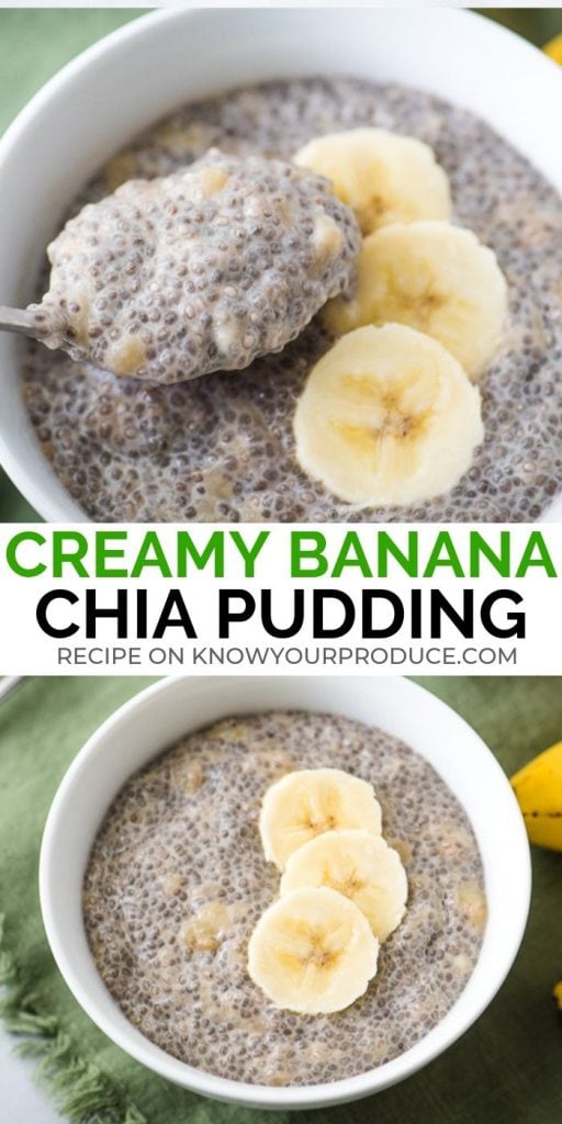 banana chia seed pudding pin image