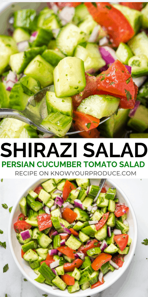 shirazi salad - healthy persian cucumber tomato salad side dish