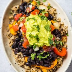 Vegan Burrito Bowl with Quinoa Brown Rice