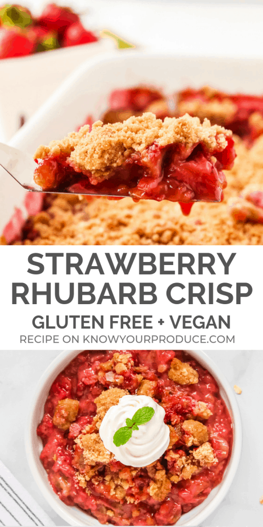 homemade strawberry rhubarb crisp - perfect spring summer dessert using fresh strawberries and rhubarb - vegan and gluten free