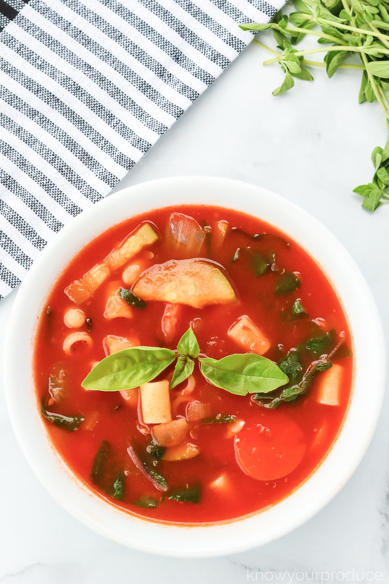minestrone soup in a bowl