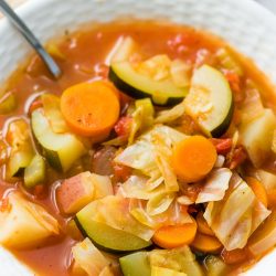 cabbage soup in a bowl