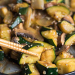 hibachi vegetables with chopsticks