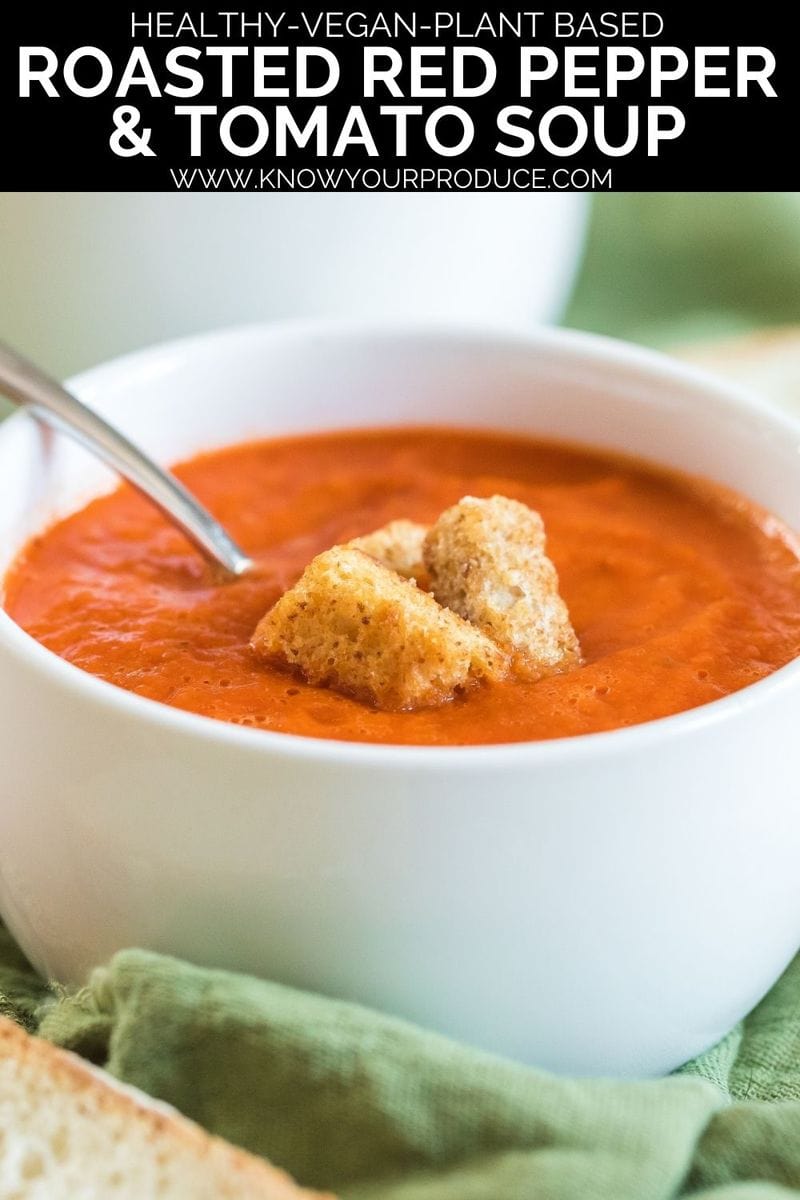 roasted red pepper and tomato soup pin image