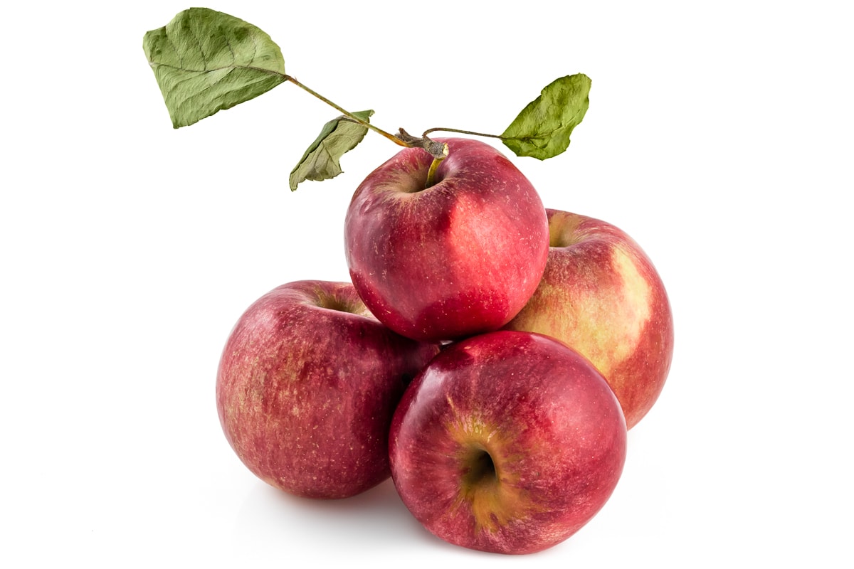 4 jonathan apples isolated on a white background