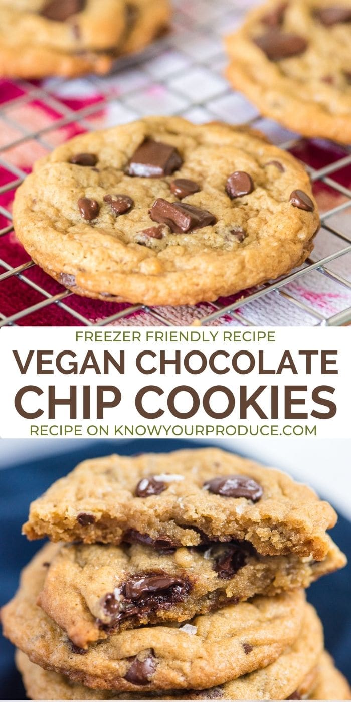 vegan chocolate chip cookies pinterest image with text