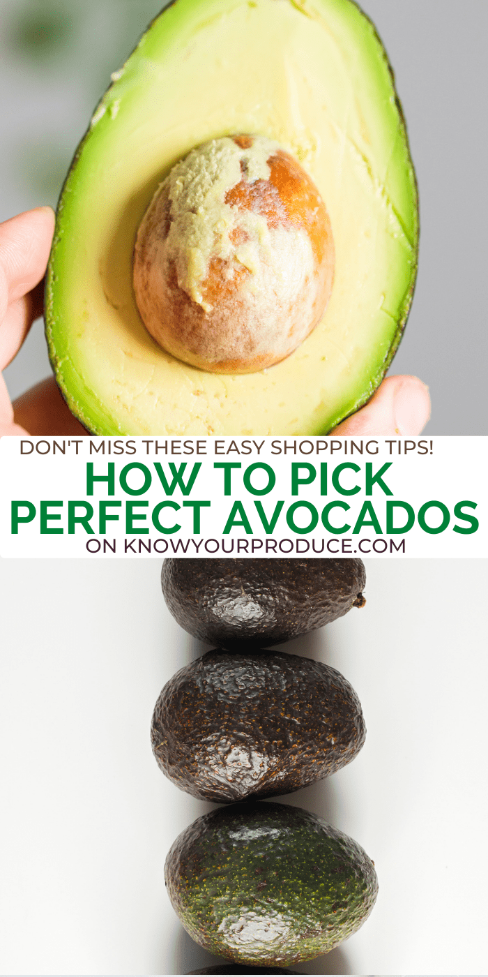 how to pick avocado text on two images for pinterest