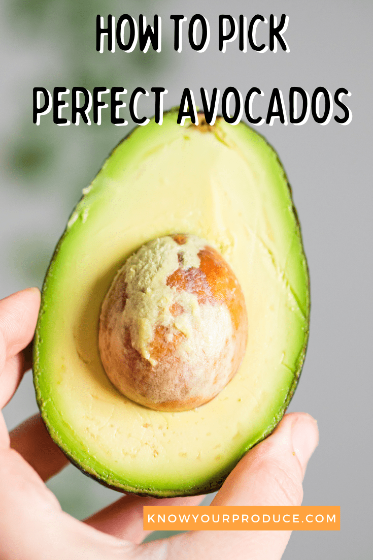 how to pick perfect avocados text on avocado image for pinterest