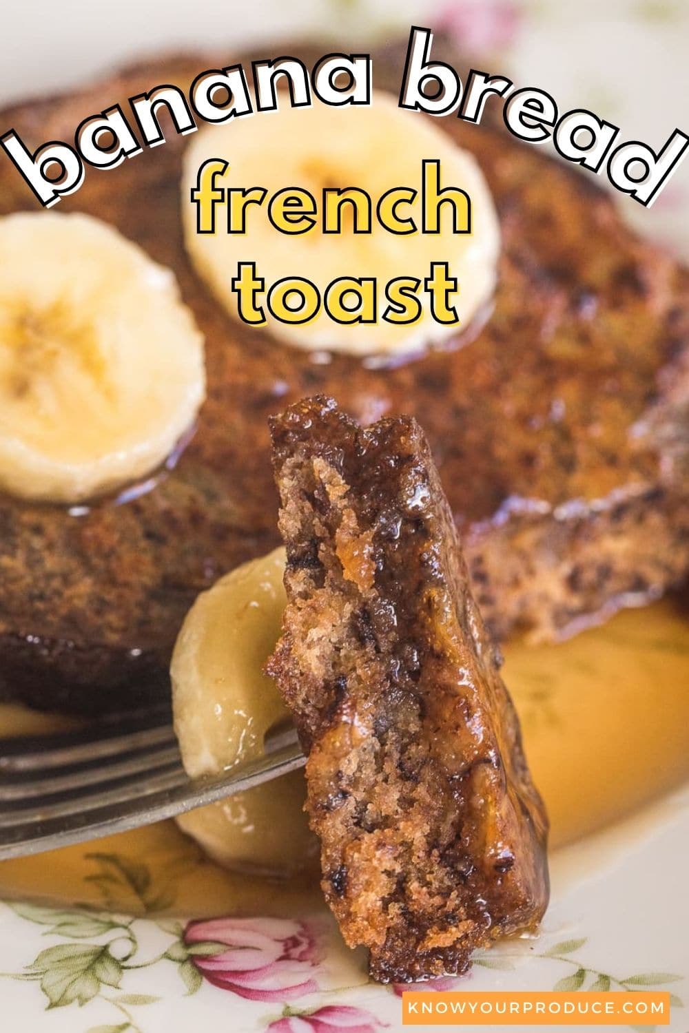 banana bread french toast with text saying banana bread french toast.