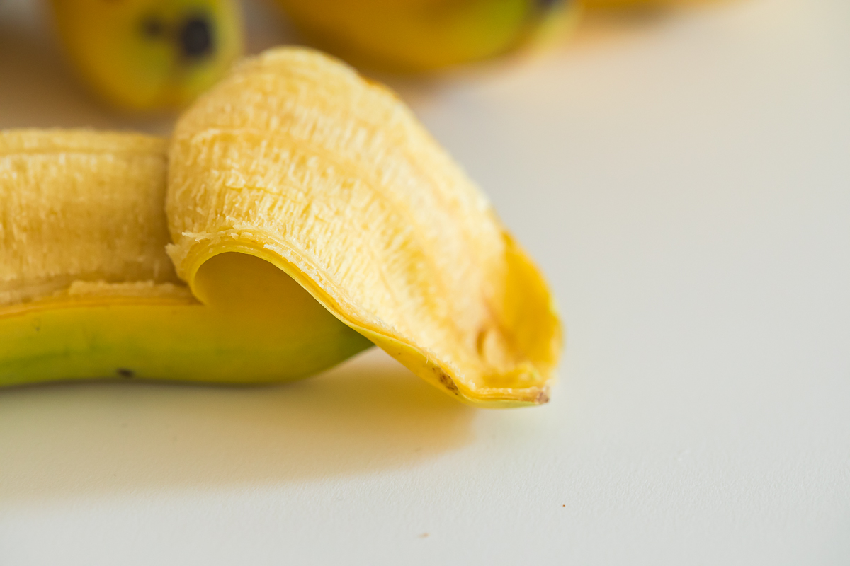 baby banana showing thin peel.