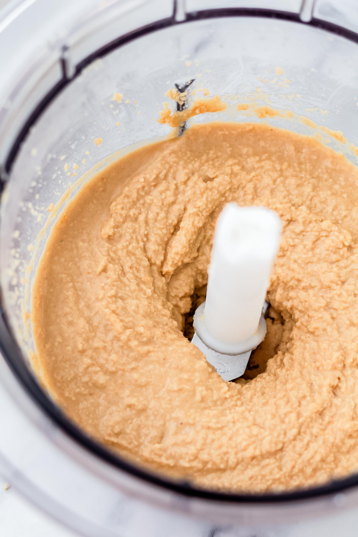 almost smooth tahini in a food processor.