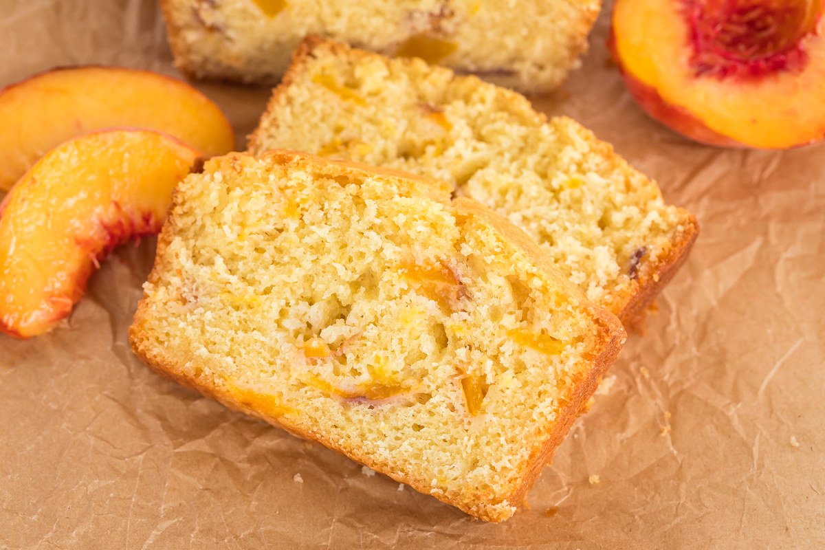 2 slices of peach bread.