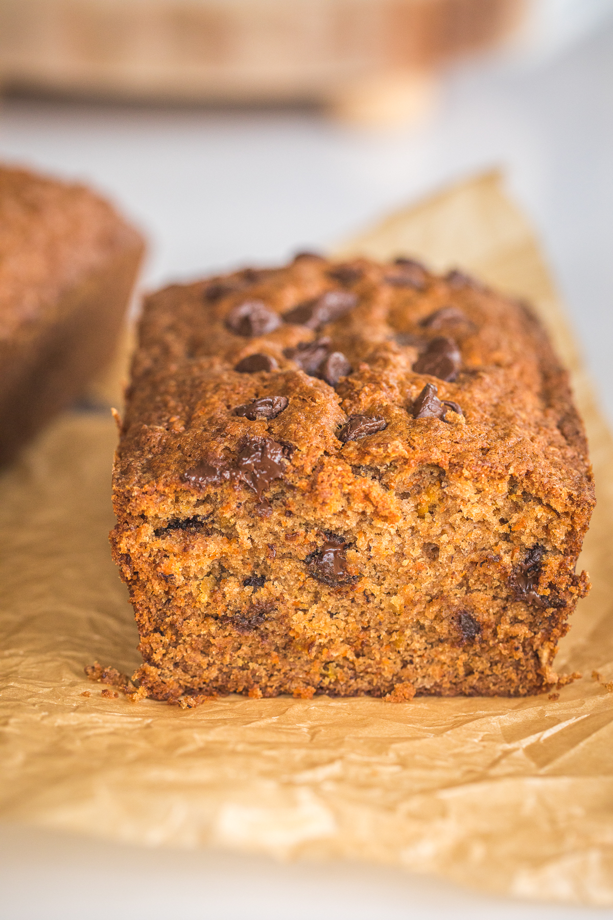 apple carrot bread with chocolate chips in it.