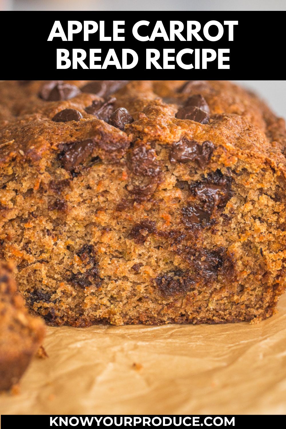 apple carrot bread recipe text on images of apple carrot bread.