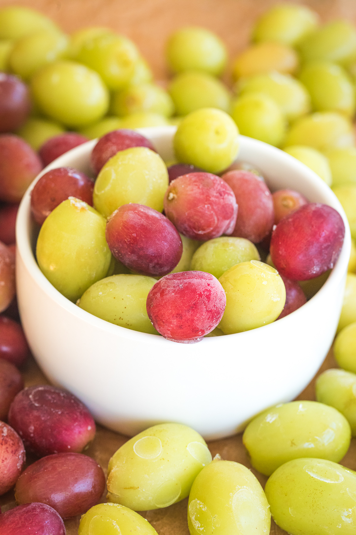 frozen grapes in a bowl