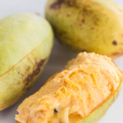 paw paw cut open showing the flesh