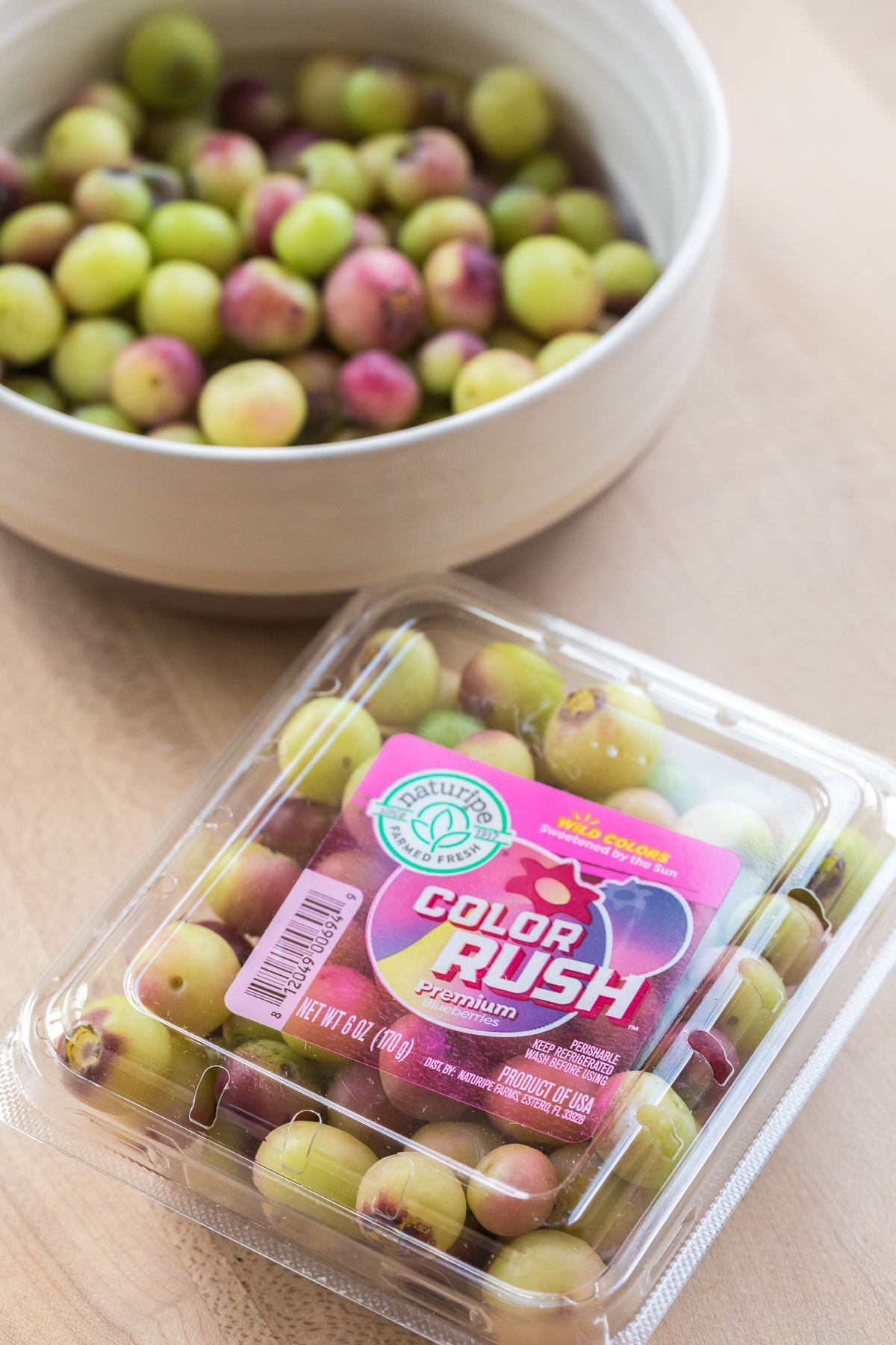 nature ripe color rush blueberries in package.