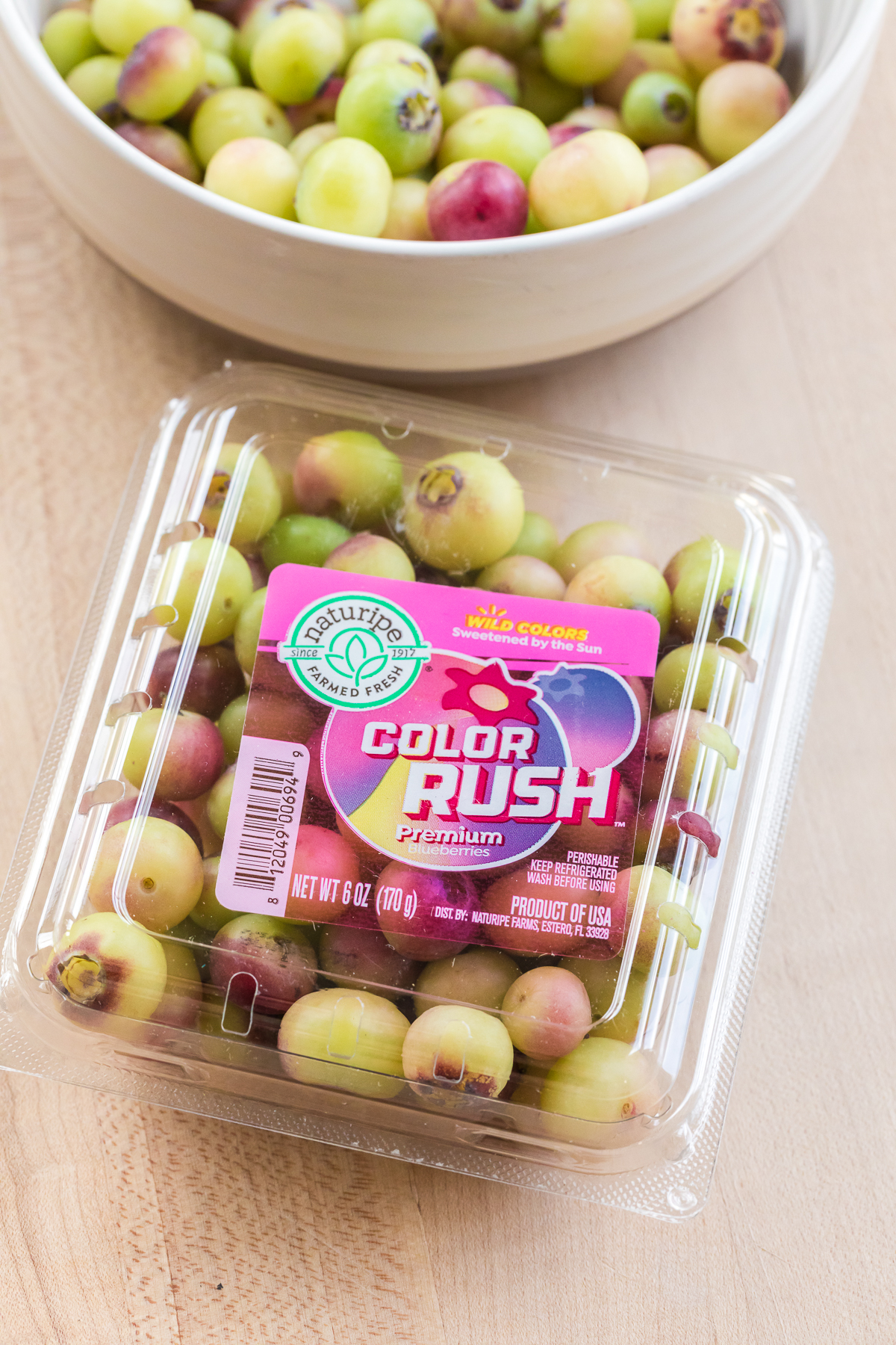 color rush blueberries from nature ripe in package.